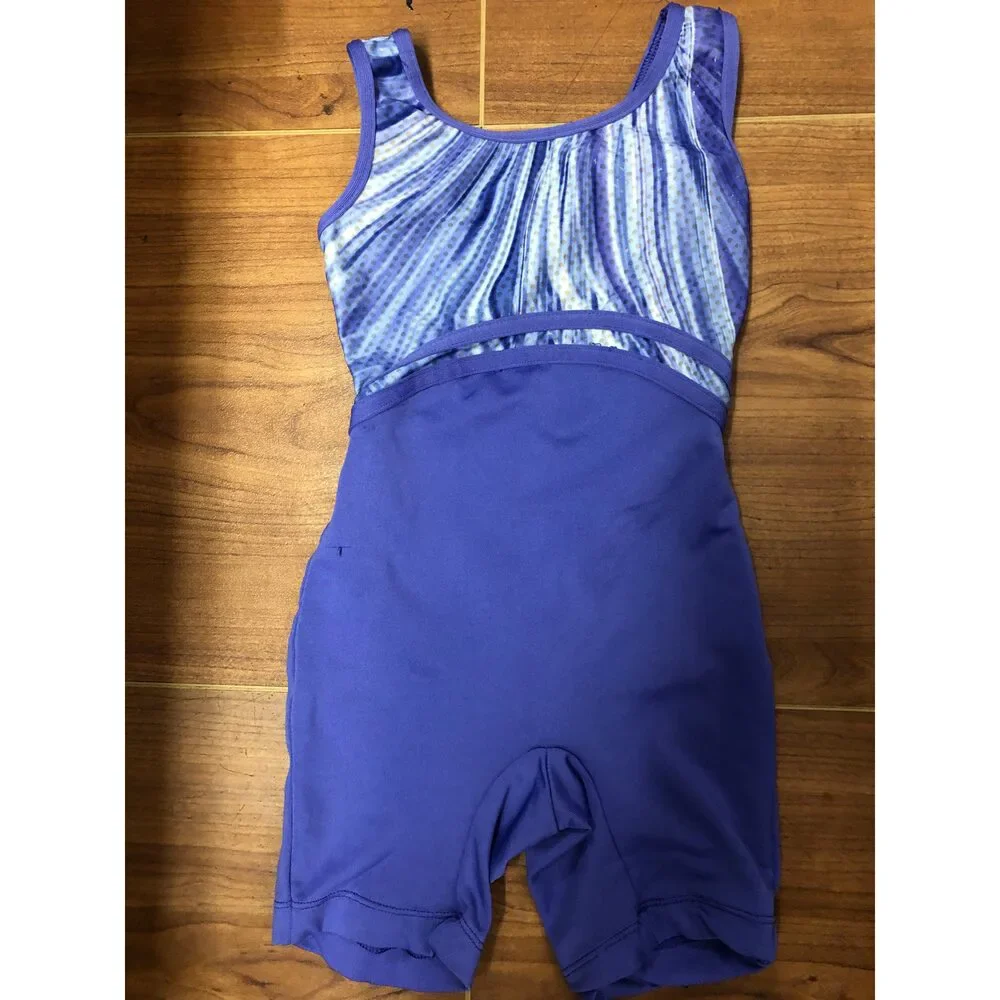 Pre-Owned Dance Gymnastics Biketard Danskin Now Small Child Purple Acro Tumbling